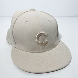 Chicago Cubs Baseball Hat New Era 59fifty Fitted 7 3/4 Cream Embroidered Patch